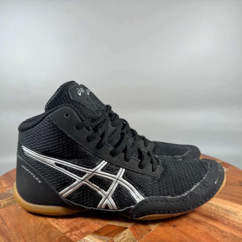 ASICS Matflex 5 GS Kids Wrestling Shoes Black Silver C545N Size 3 High Top